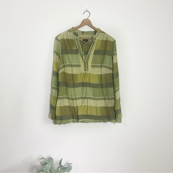 [Talbots] Green Plaid Pullover Tie Neck Long Sleeve Top - Picture 1 of 8